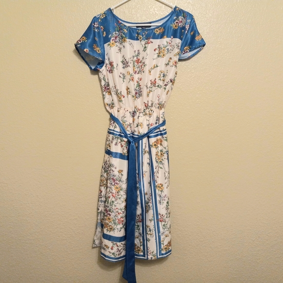 Modcloth Satin Floral Sunlit Reverie Dress Belted - Picture 2 of 6